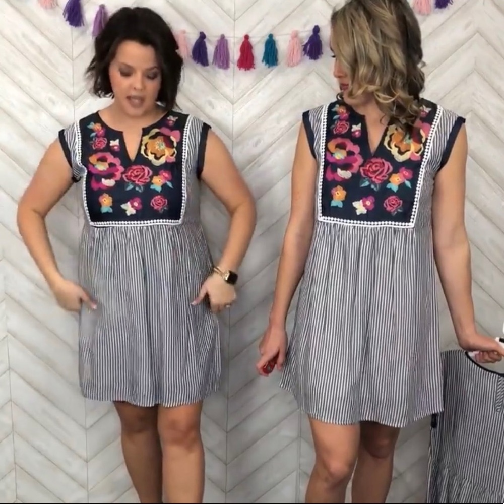 Floral Stripe Dress - size S